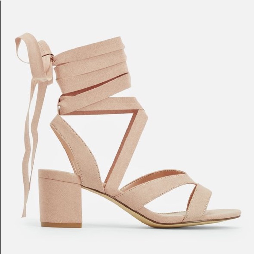 Blush Lace Up Sandals Size 6.5